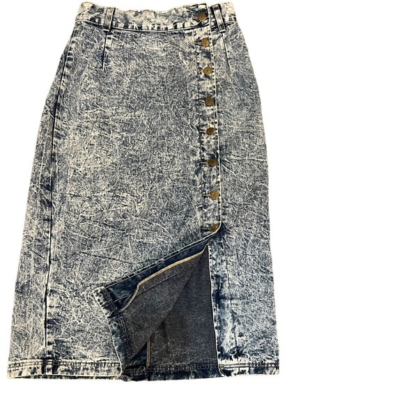 Vintage/Retro 80’s Acid Wash Denim MIDI Skirt - Picture 5 of 12